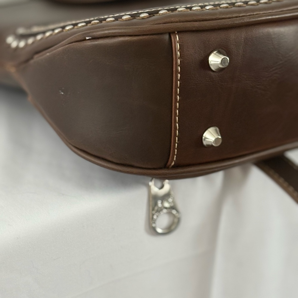 Montana West Western Style Tooled Leather And Studded Crossbody - Picture 11 of 15